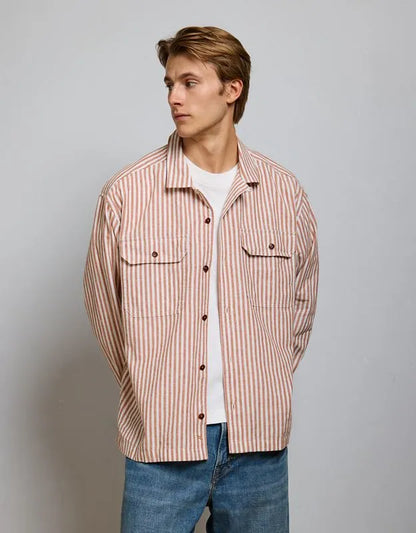 AE77 Linen-Blend Camp Collar Surplus Shirt