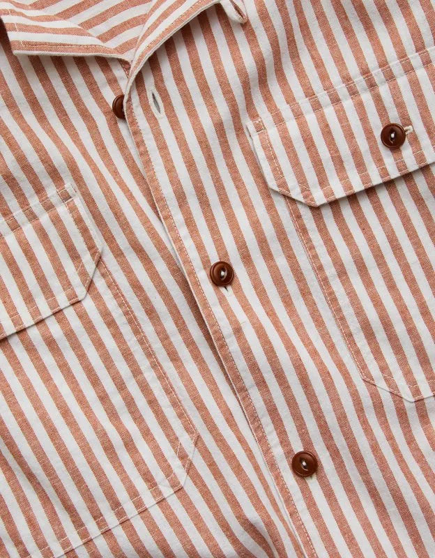 AE77 Linen-Blend Camp Collar Surplus Shirt