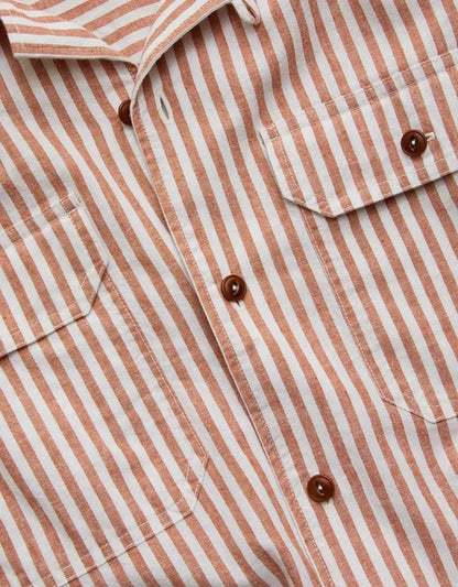 AE77 Linen-Blend Camp Collar Surplus Shirt