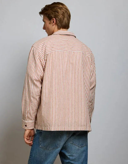 AE77 Linen-Blend Camp Collar Surplus Shirt