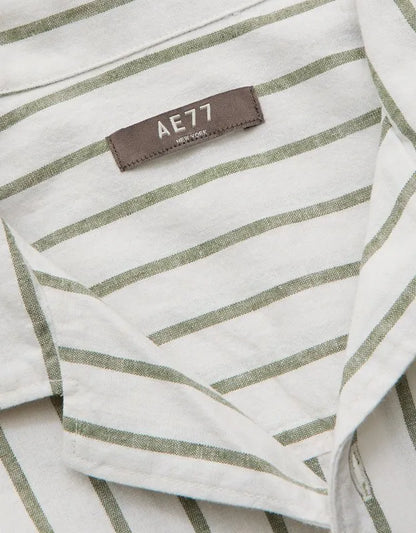 AE77 Linen-Blend Camp Collar Surplus Shirt