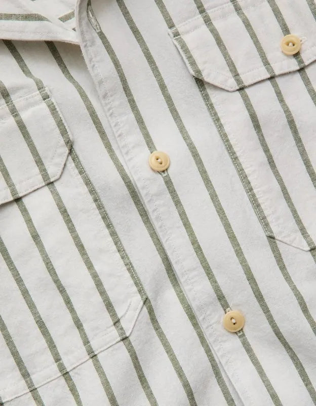 AE77 Linen-Blend Camp Collar Surplus Shirt