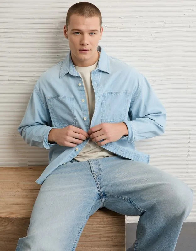AE Relaxed Fit Denim Button-Up Shirt