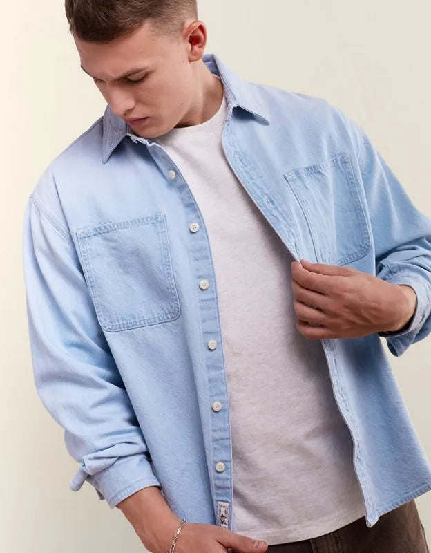 AE Relaxed Fit Denim Button-Up Shirt