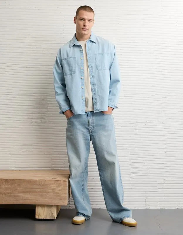 AE Relaxed Fit Denim Button-Up Shirt