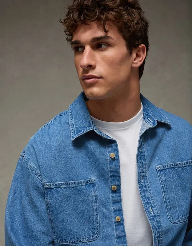 AE Relaxed Fit Denim Button-Up Shirt