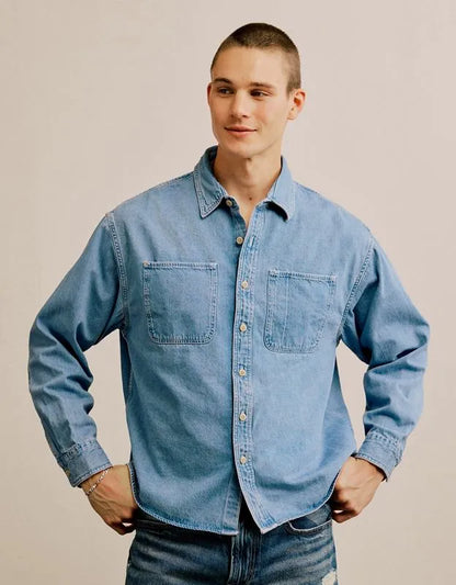 AE Relaxed Fit Denim Button-Up Shirt