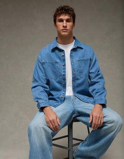 AE Relaxed Fit Denim Button-Up Shirt