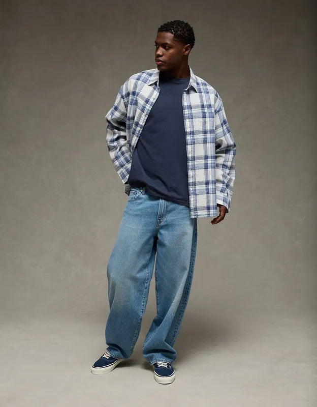 AE Relaxed Fit Linen-Blend Button-Up Shirt