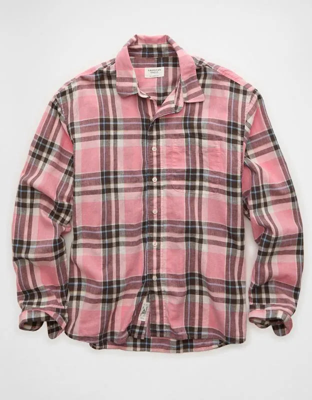 AE Relaxed Fit Linen-Blend Button-Up Shirt