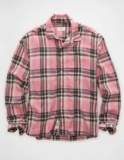 AE Relaxed Fit Linen-Blend Button-Up Shirt