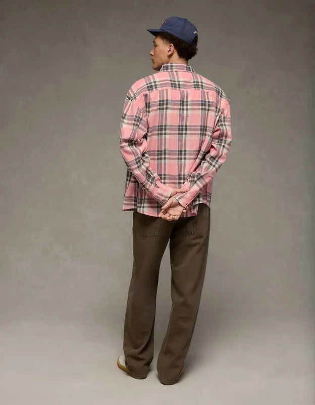 AE Relaxed Fit Linen-Blend Button-Up Shirt