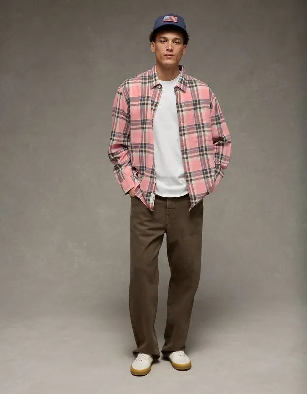 AE Relaxed Fit Linen-Blend Button-Up Shirt