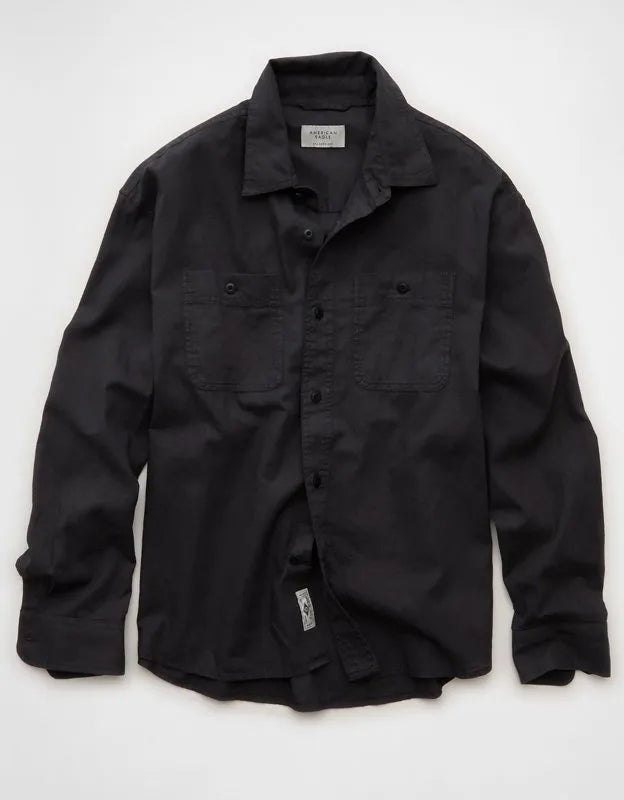 AE Relaxed Fit Linen-Blend Button-Up Shirt
