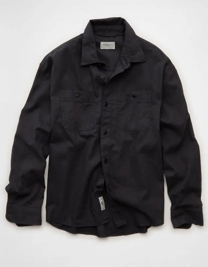 AE Relaxed Fit Linen-Blend Button-Up Shirt
