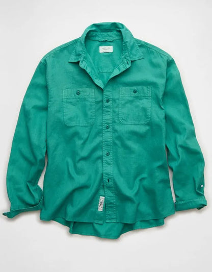 AE Relaxed Fit Linen-Blend Button-Up Shirt