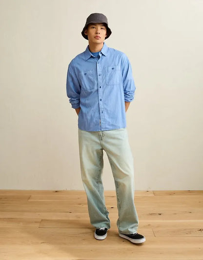 AE Relaxed Fit Linen-Blend Button-Up Shirt