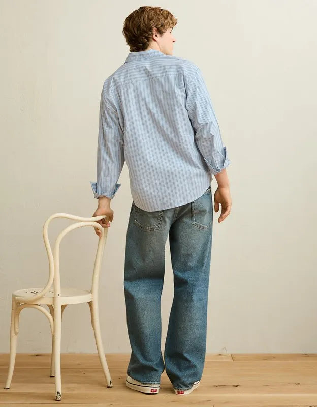 AE Relaxed Fit Poplin Button-Up Shirt
