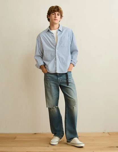 AE Relaxed Fit Poplin Button-Up Shirt