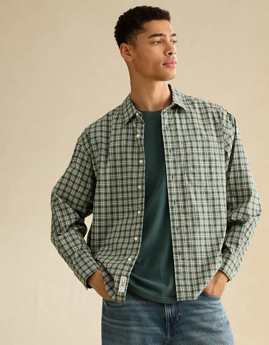 AE Relaxed Fit Poplin Button-Up Shirt