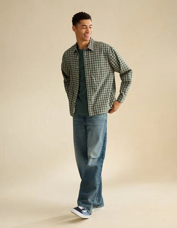 AE Relaxed Fit Poplin Button-Up Shirt
