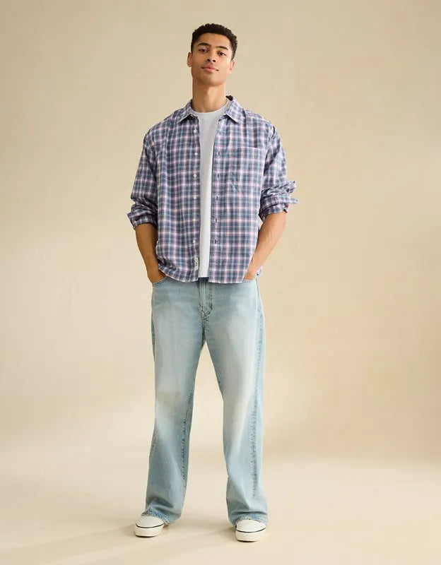 AE Relaxed Fit Poplin Button-Up Shirt