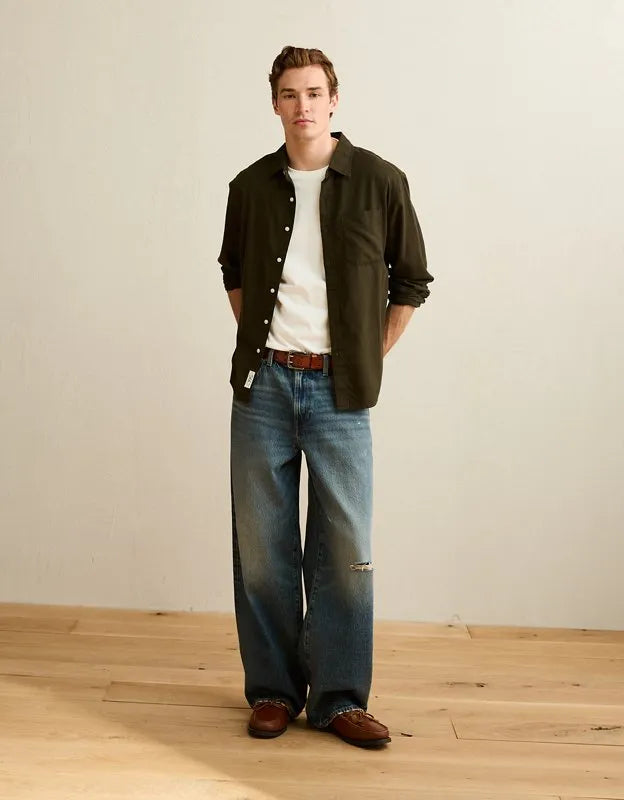 AE Standard Fit Twill Button-Up Shirt