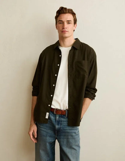 AE Standard Fit Twill Button-Up Shirt