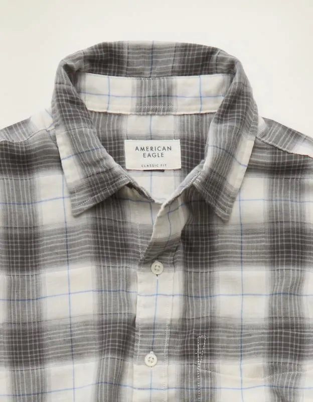 AE Standard Fit Gauze Button-Up Shirt