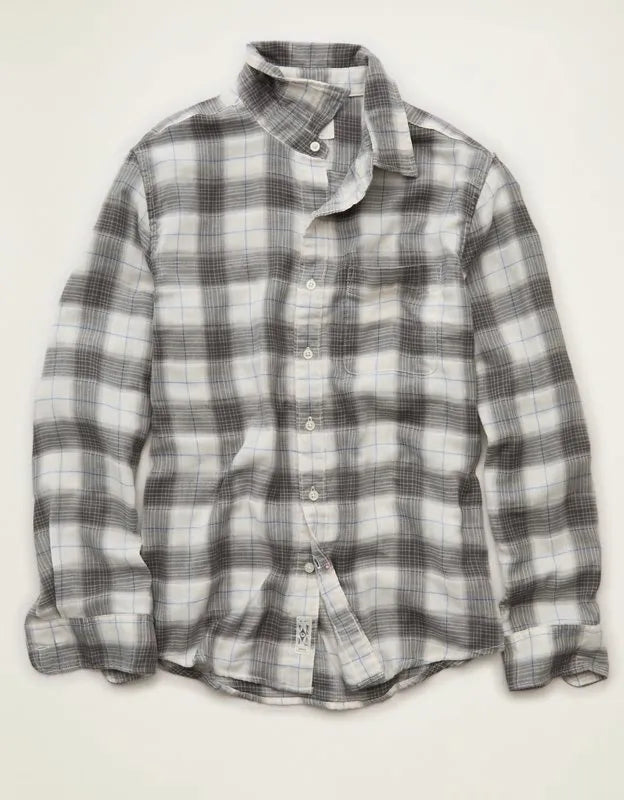AE Standard Fit Gauze Button-Up Shirt