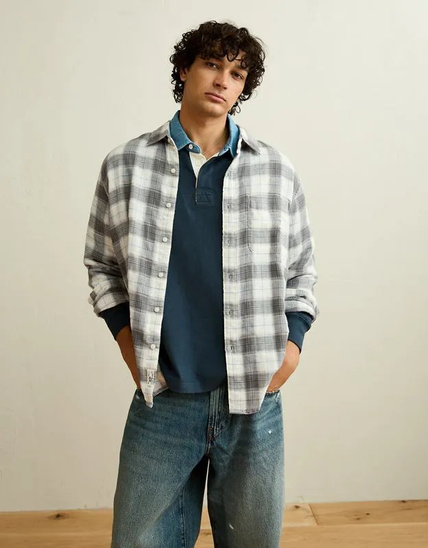 AE Standard Fit Gauze Button-Up Shirt