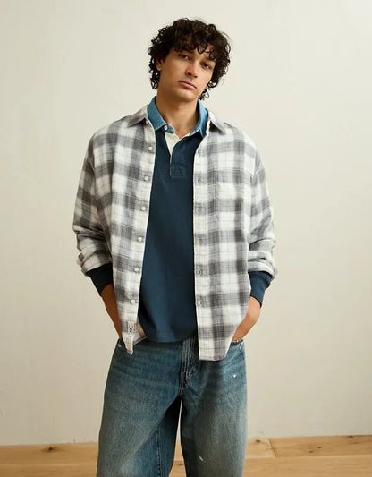 AE Standard Fit Gauze Button-Up Shirt