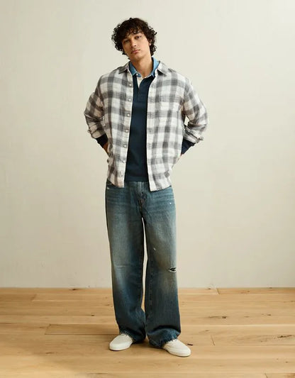 AE Standard Fit Gauze Button-Up Shirt