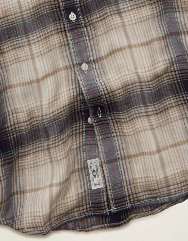 AE Standard Fit Gauze Button-Up Shirt