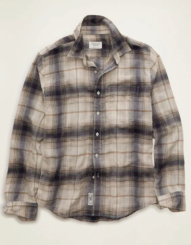 AE Standard Fit Gauze Button-Up Shirt