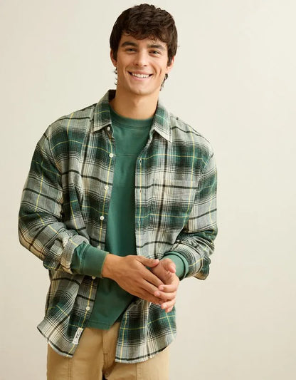 AE Standard Fit Gauze Button-Up Shirt