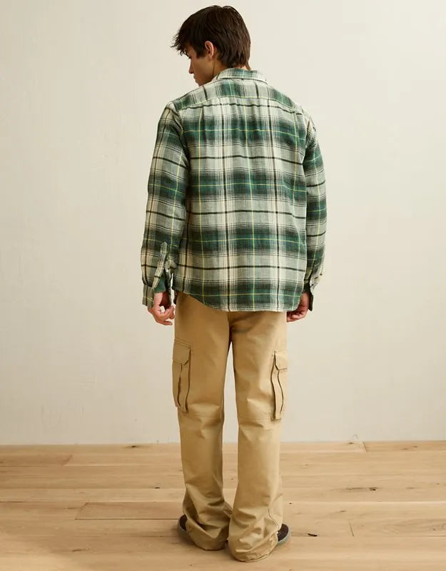 AE Standard Fit Gauze Button-Up Shirt