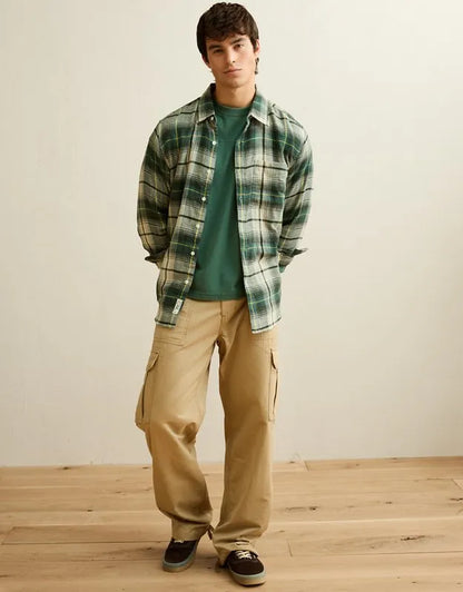 AE Standard Fit Gauze Button-Up Shirt