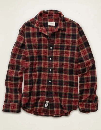 AE Standard Fit Gauze Button-Up Shirt