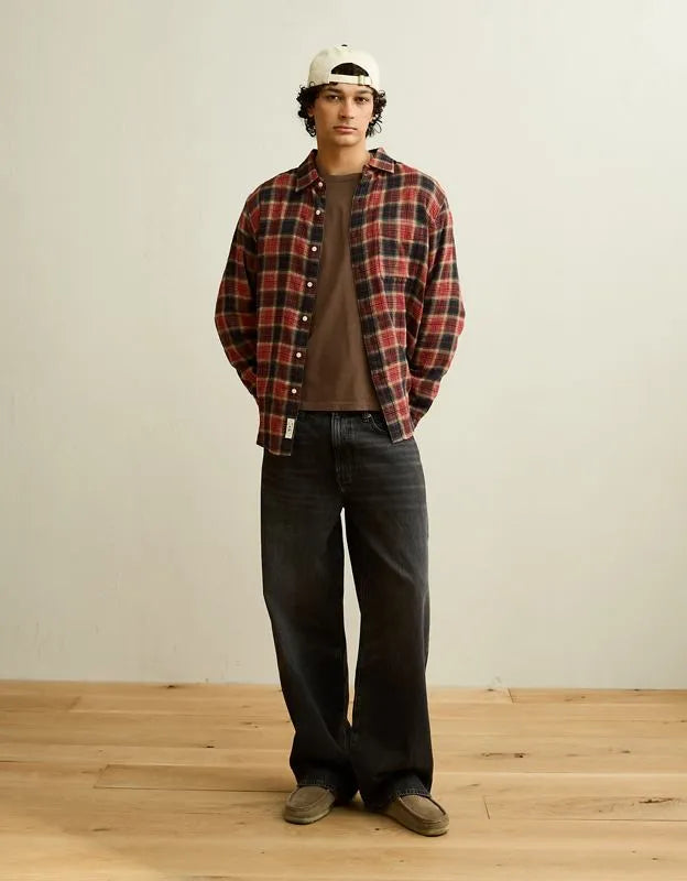 AE Standard Fit Gauze Button-Up Shirt
