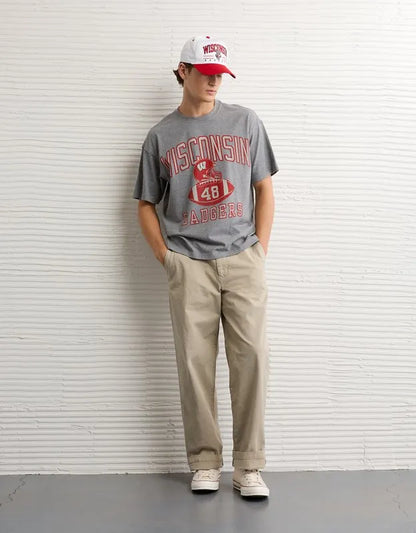 AE Boxy Fit Wisconsin Badgers Graphic T-Shirt
