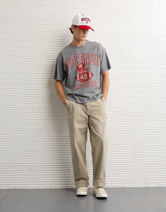 AE Boxy Fit Wisconsin Badgers Graphic T-Shirt