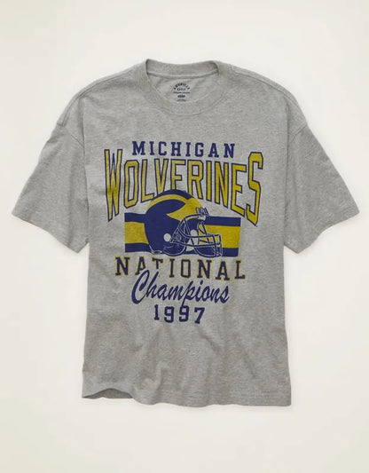 AE Boxy Fit Michigan Wolverines Graphic T-Shirt