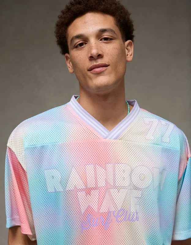 AE Boxy Fit Pride Graphic Mesh Jersey