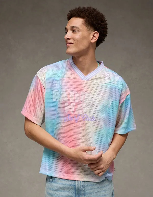 AE Boxy Fit Pride Graphic Mesh Jersey