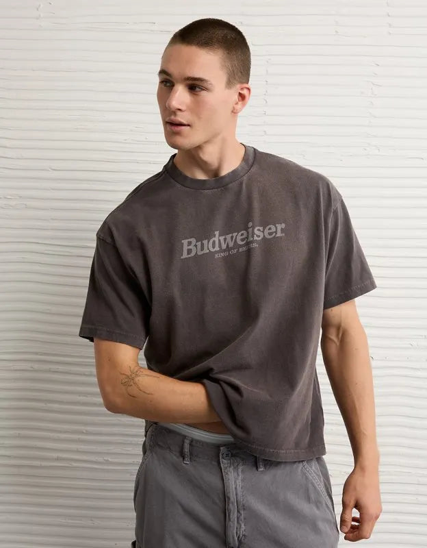 AE Boxy Fit Budweiser Graphic T-Shirt