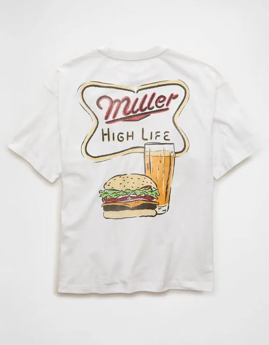 AE Boxy Fit Miller Beer Graphic T-Shirt