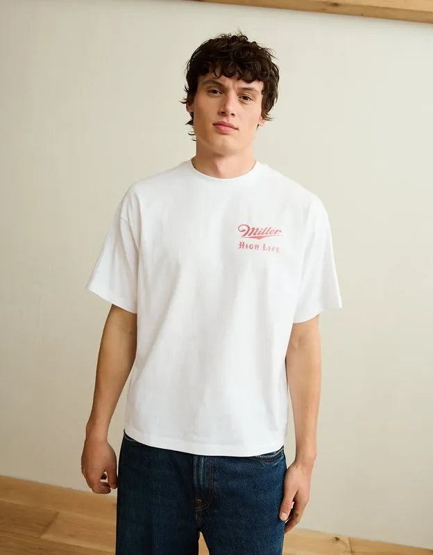 AE Boxy Fit Miller Beer Graphic T-Shirt