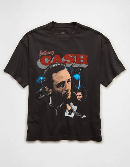 AE Boxy Fit Johnny Cash Graphic T-Shirt