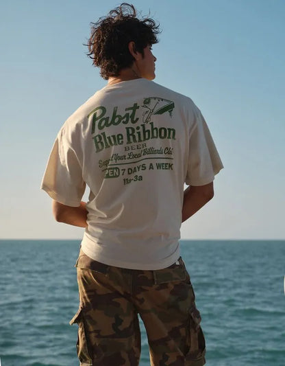 AE Standard Fit Pabst Blue Ribbon Graphic T-Shirt